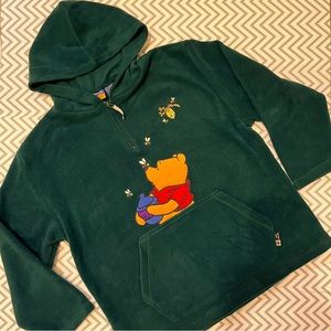 Vintage Disney Pooh Fleece 1/4 Zip Pullover Green 14W/16W
